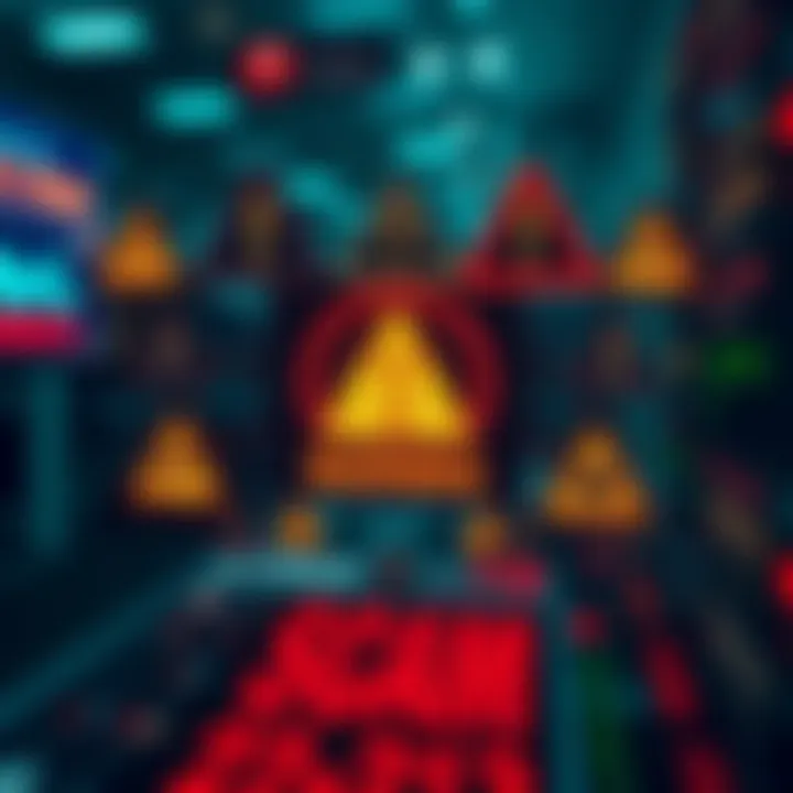 Digital representation of fraudulent binary trading schemes with warning symbols