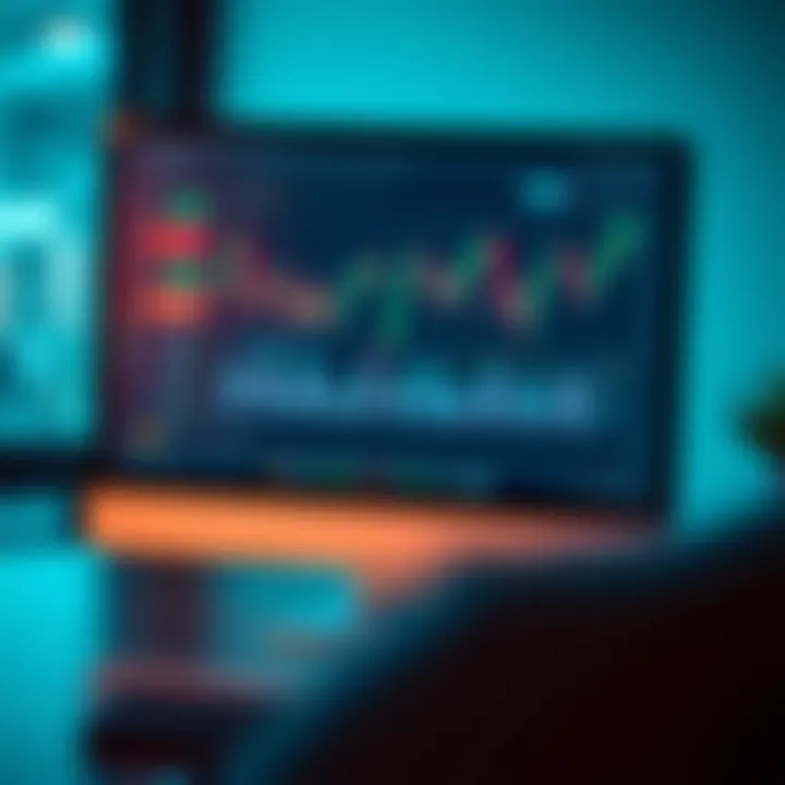 Illustration of a computer screen displaying a forex trading platform with charts and currency pairs