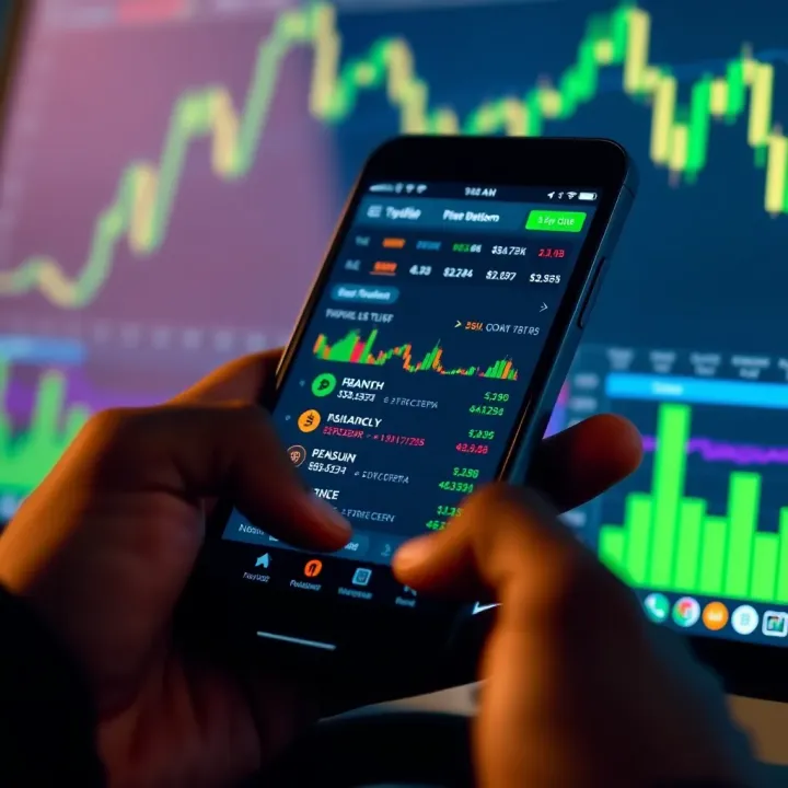 Intuitive Crypto Trading Platform Interface User interface displaying various cryptocurrency prices and trading options on a smartphone