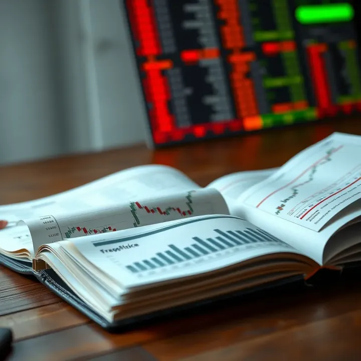 Forex Trading Book Featuring Key Charts and Strategies Open forex trading book with charts and graphs illustrating trading concepts