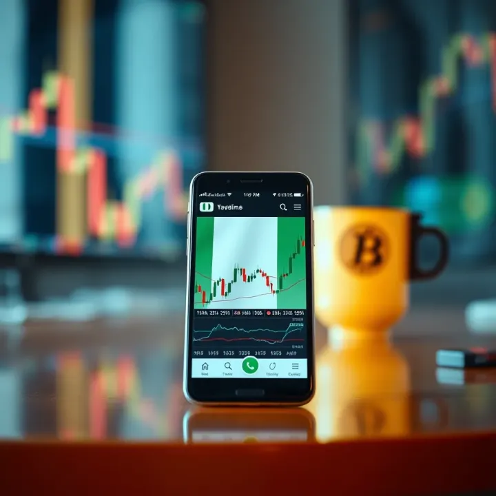 Mobile Trading Experience Tailored for Nigerian Forex Traders Graphic depicting mobile forex trading with a smartphone displaying trading tools and Nigerian flag