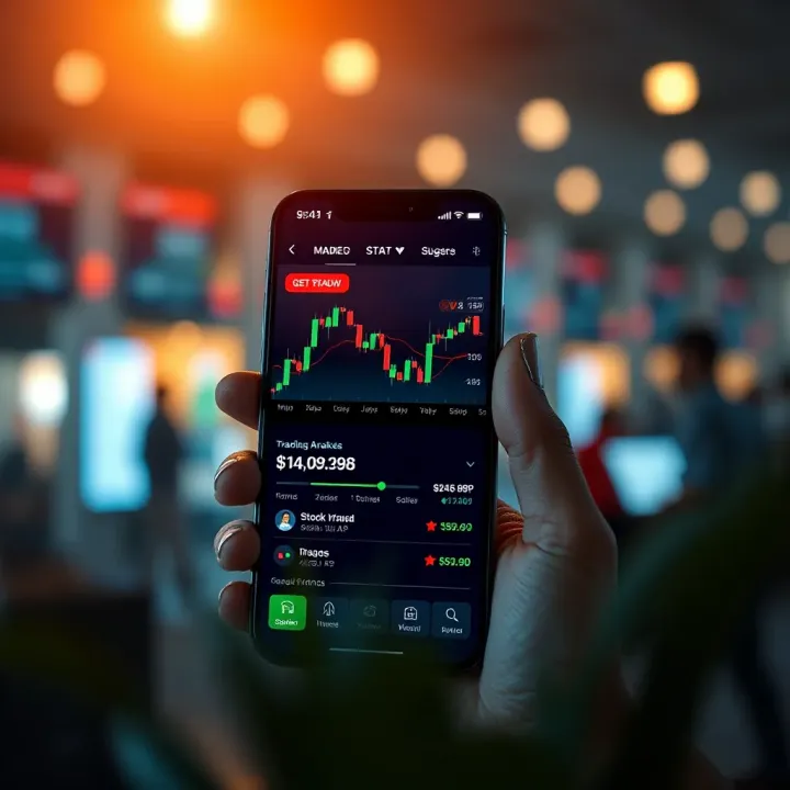 User-friendly mobile interface displaying stock market charts and trading options