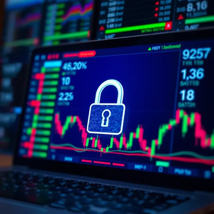 Secure online platform with lock symbol representing safety in stock trading apps