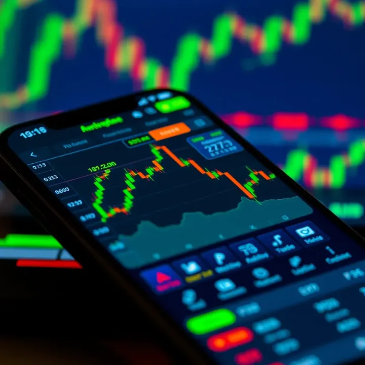 User interface of a Nigerian trading app showing stock market data and charts on a smartphone screen