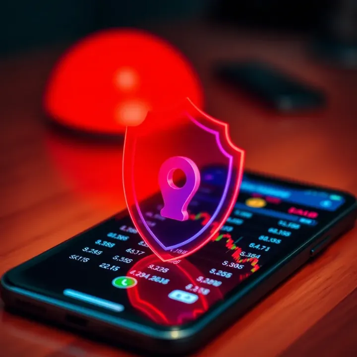 Security Features for Forex Trading Applications in Nigeria Security shield icon overlay on smartphone emphasizing protection in forex trading apps