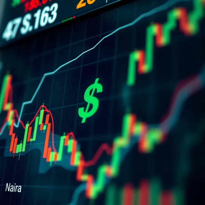 Graph showing currency pair trends with Nigerian Naira symbols illustrating forex market fluctuations