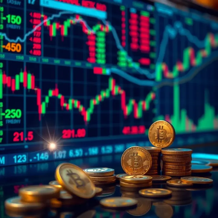 Conceptual illustration of balancing risk and reward in forex trading with charts and money symbols
