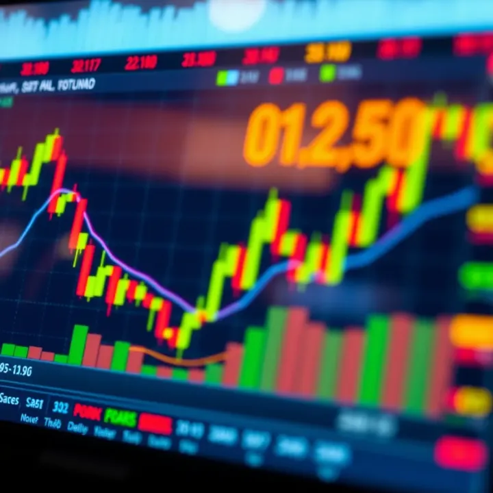 Forex Trading Chart with Technical Indicators Dynamic forex trading chart displaying candlestick patterns and trend indicators