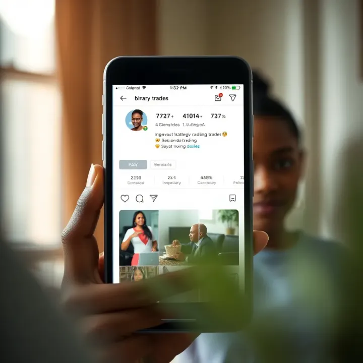 Illustration of Instagram interface showcasing trading content by Nigerian female traders