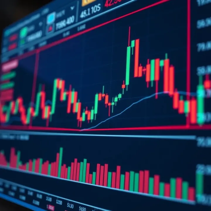 Chart displaying candlestick patterns and forex price movements