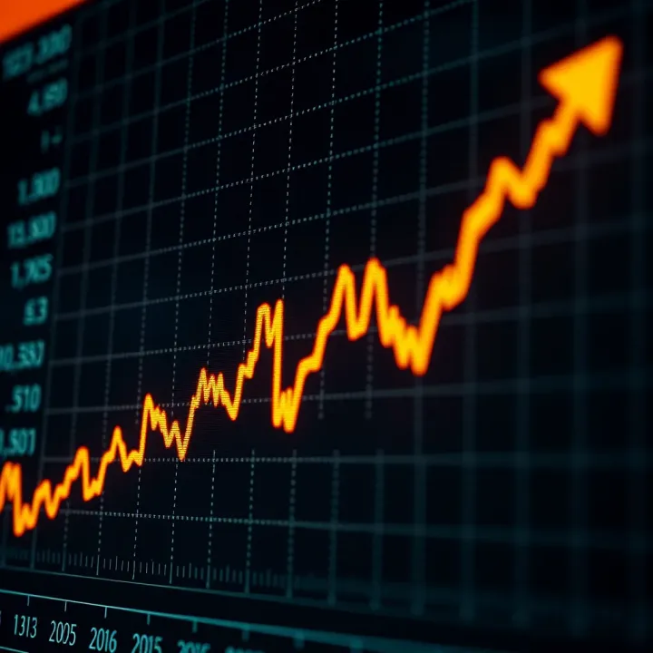 Graph displaying currency exchange rates with upward and downward trends