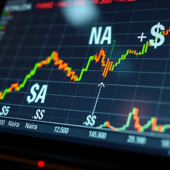 Graph showing currency exchange rates with Nigerian Naira and US Dollar symbols