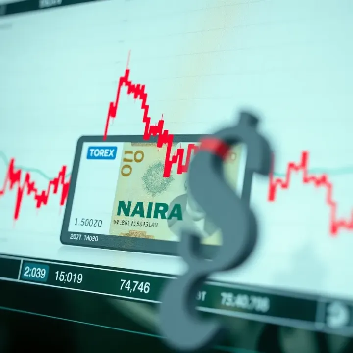 Graph showing forex market fluctuations with Nigerian Naira symbol
