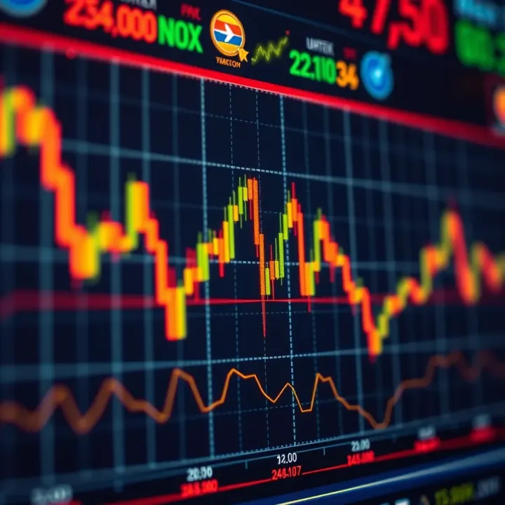 Graph showing cryptocurrency price fluctuations and trading signals