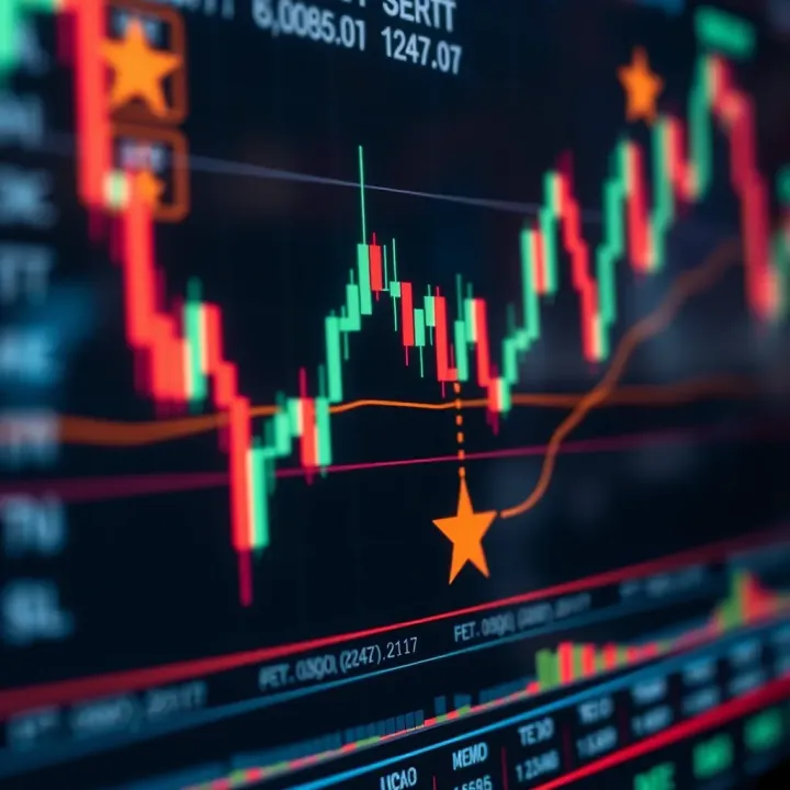 Currency Chart Displaying Forex Trading Signals for Market Entry and Exit Chart showing currency pair trends with highlighted buy and sell points using trading signals