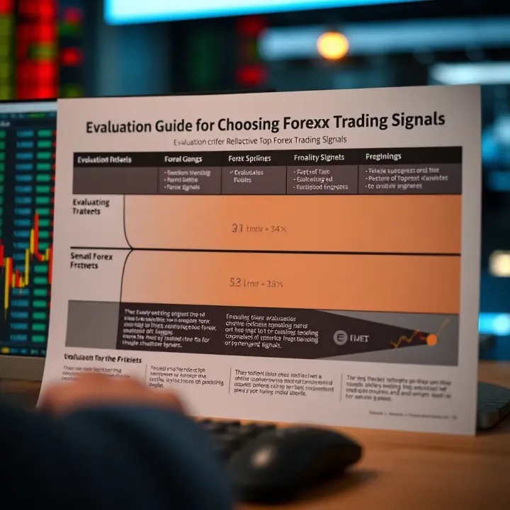 Evaluation Guide for Choosing Effective Forex Trading Signals Diagram illustrating evaluation criteria for selecting reliable forex trading signals