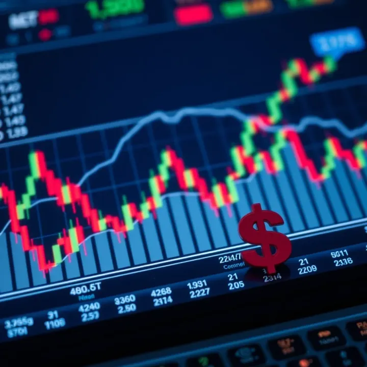 Illustration of forex charts and currency symbols representing trading concepts