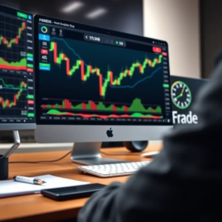 Screenshot of a computer screen displaying a forex trading platform interface with tools and graphs