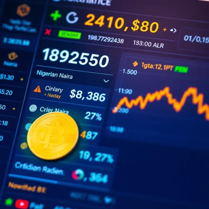 Digital currency exchange platform displaying Nigerian Naira balance and trading options