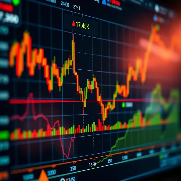 Graph showing currency exchange rate trends on a digital trading platform