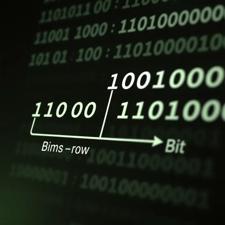 Diagram showing the subtraction of two binary numbers with labeled bits and borrow operations