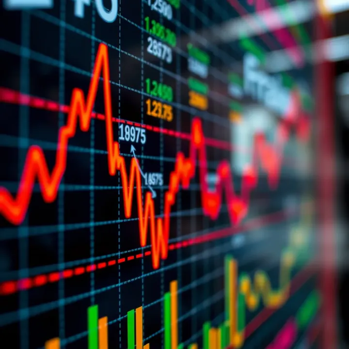 Graph showing currency exchange rate fluctuations in South African forex market