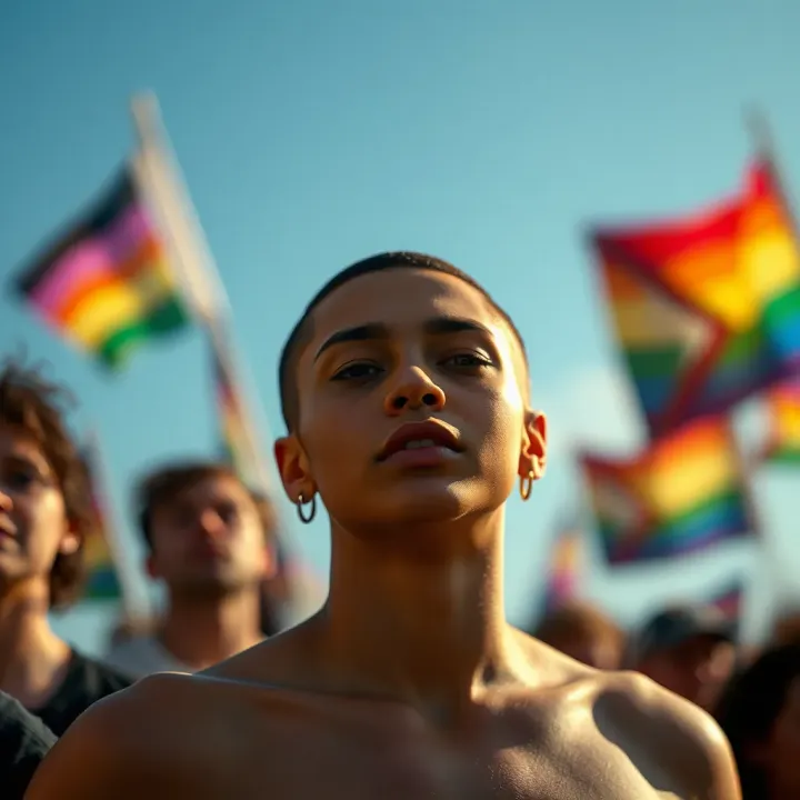 Abstract representation of societal acceptance with symbols of inclusion and unity