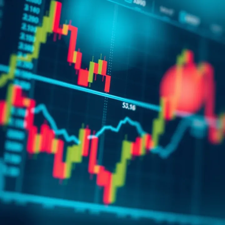Illustration of a forex trading chart with currency pairs and fluctuating market graphs