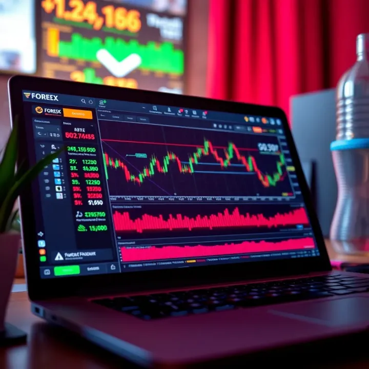 A digital interface showing various forex trading tools and options on a laptop