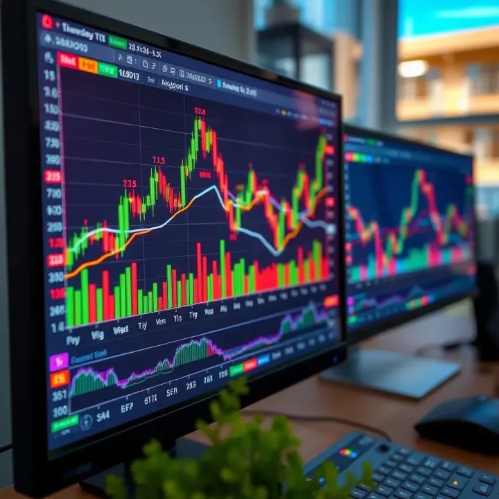 Forex Trading Charts Featuring Nigerian Currency Symbols A computer screen displaying forex trading charts and graphs with Nigerian currency symbols