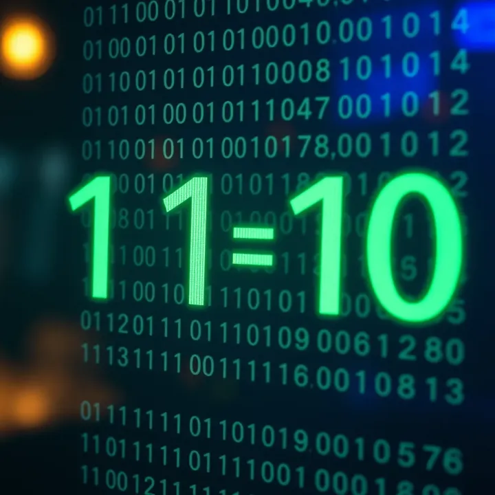Visual explanation of binary addition demonstrating the sum turning into a new binary value