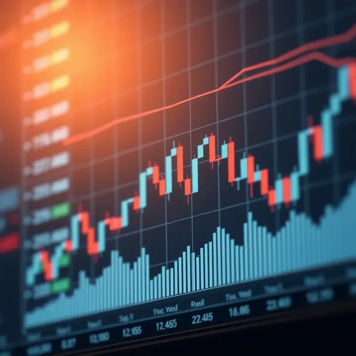 Chart showing bearish reversal candlestick patterns forming at the peak of an uptrend indicating potential price decline