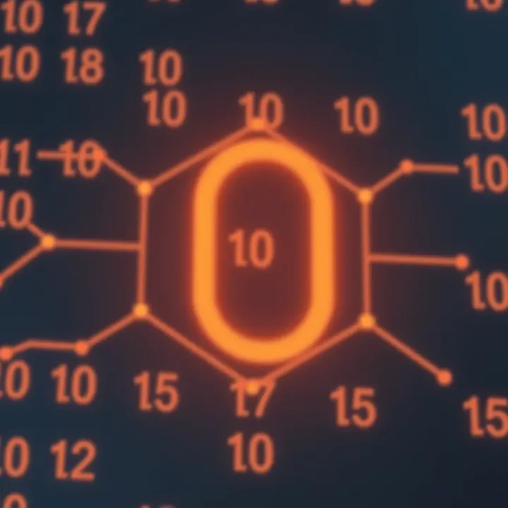 Diagram illustrating the binary number system with zeroes and ones connected by lines