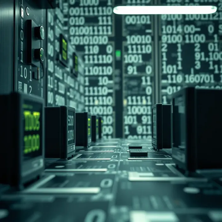 Visual representation of different types of binary code translators in computing technology