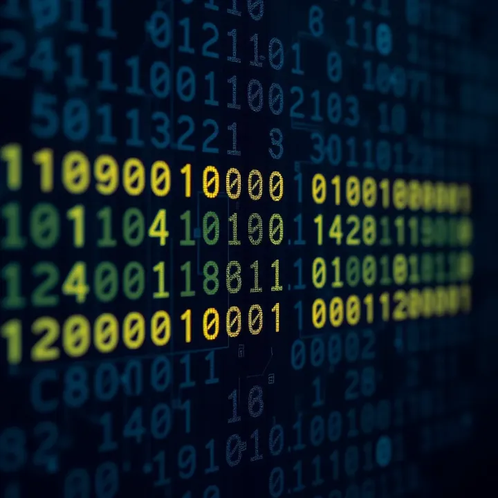 Diagram showing binary digits represented as ones and zeros forming digital data sequences