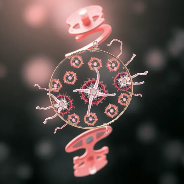 Illustration of various microorganisms that reproduce through binary fission