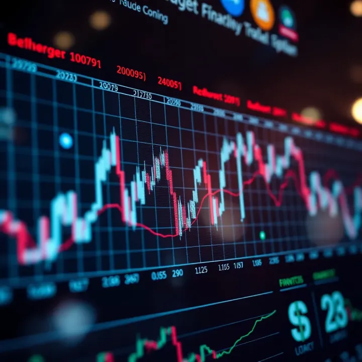Graph depicting fluctuations in financial market options with focus on binary trades
