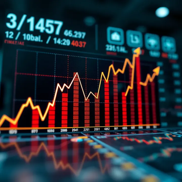 Graph illustrating the concept of binary investment with upward and downward trends