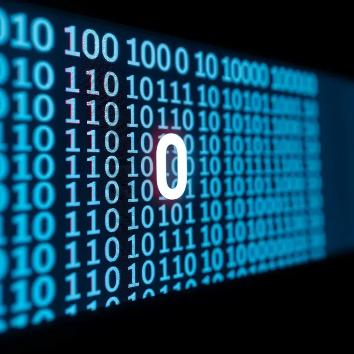 Diagram showing binary number system with digits zero and one