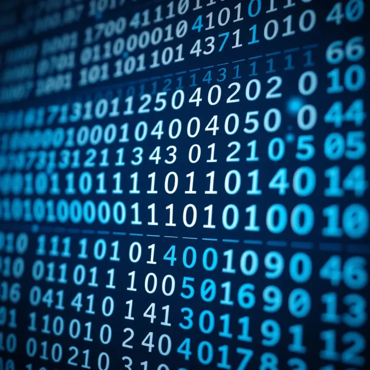 Diagram illustrating the binary number system with zeros and ones representing data