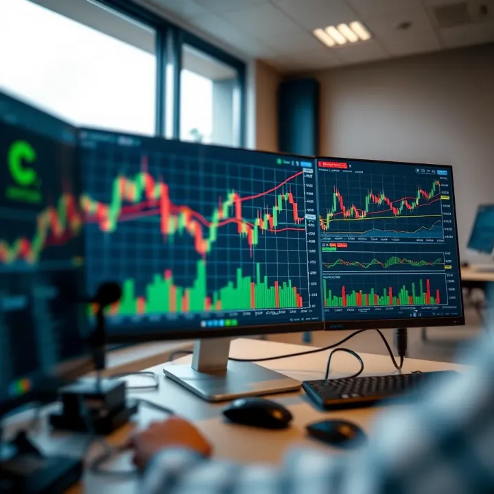 Automated trading platform displaying binary options charts and data for financial decision making