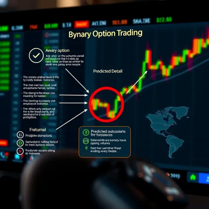 Diagram illustrating the mechanism of binary option trading with emphasis on predicted outcomes and potential returns