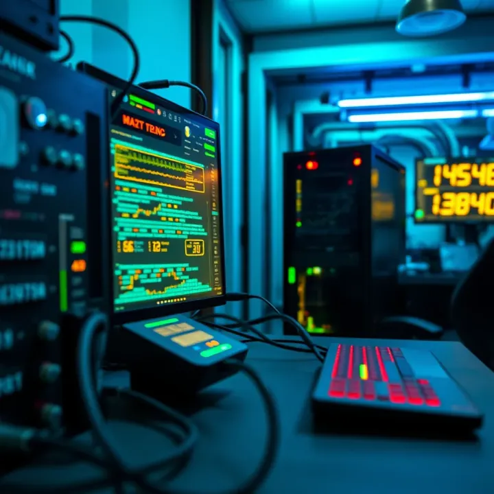 Practical Application of Binary Subtraction in Computing Visual representation of binary subtraction application in a digital computing system setup