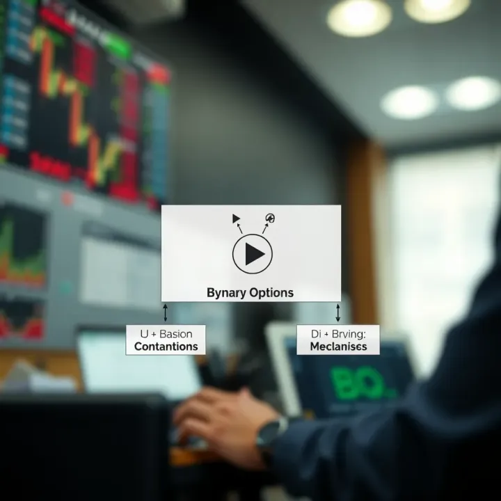 Diagram illustrating the basic concept and mechanics of binary options trading