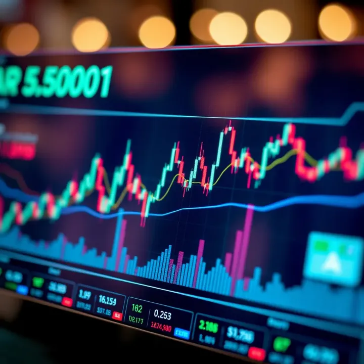 Illustration of a digital chart showing cryptocurrency price trends with Nigerian currency symbols