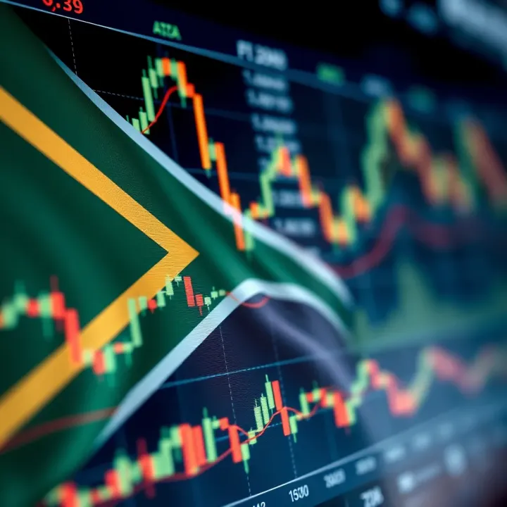 South African flag overlay on financial charts illustrating forex trading opportunities in South Africa